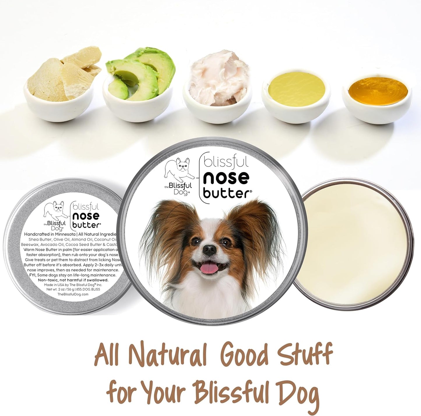 The Blissful Dog Papillon Unscented Nose Butter - Dog Nose Butter, 4 Ounce
