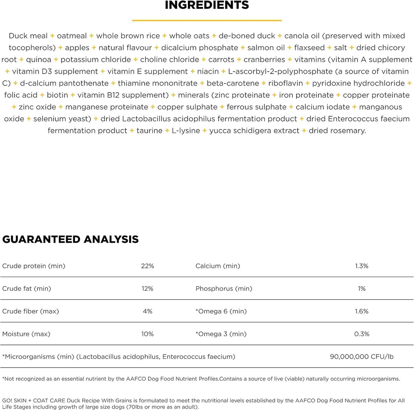 Go! Solutions Skin + Coat Care, Dry Dog Food, Duck Recipe with Grains, 3.5 lb Bag