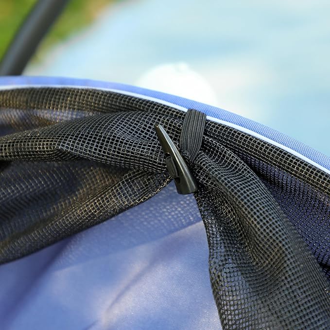 PawHut Dog Stroller, Pet Stroller 3 Wheels with Easy One-Hand Fold, Rubber Wheels, Storage Bag, Soft Cushion, Safety Leash, for Small & Medium Dogs, Blue