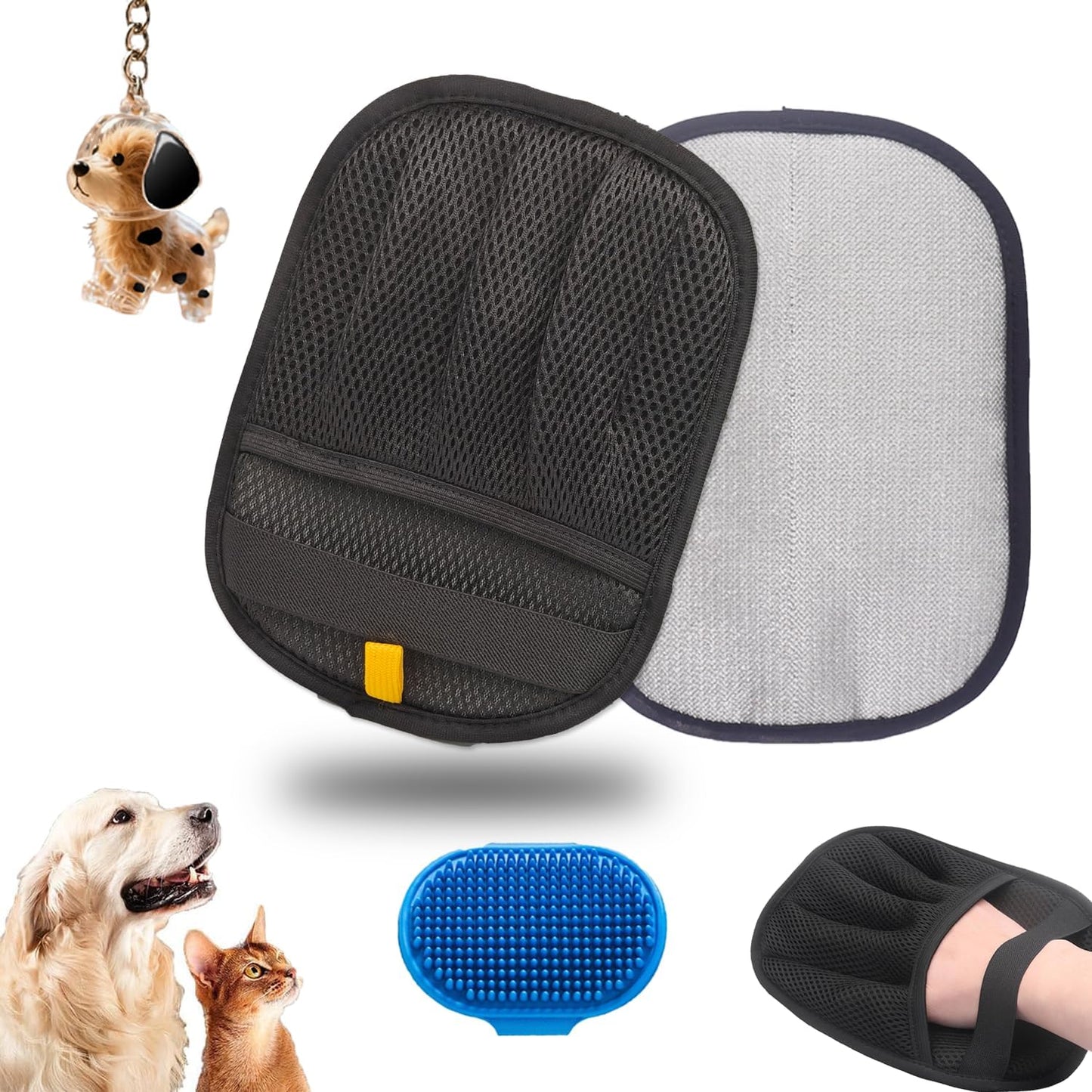 1PC Pet Hair Removal Glove,Electrostatic Gloves Pet Hair,Reusable Cat & Dog Hair Remover for Couch,Furniture,Carpet,Curtain,Carpet Car Seat,Pet Memorial Gifts for Dogs,dog hair collector keychain