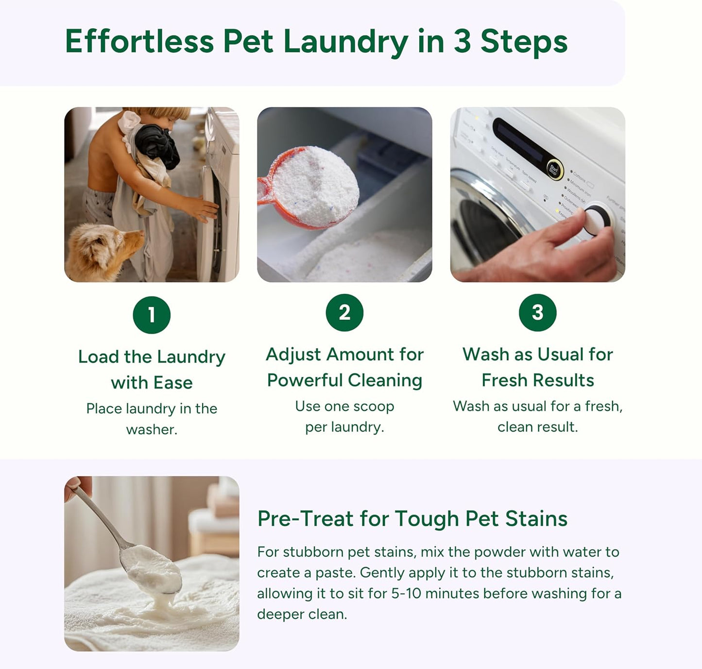 Good Natured Brand | Pet Stain & Odor Remover for Laundry | Pet Laundry Detergent for Dogs Beds, Cat Pee, Smell, Dog Drool | Hypoallergenic & Non-Toxic | Lavender | 47oz 94 Loads