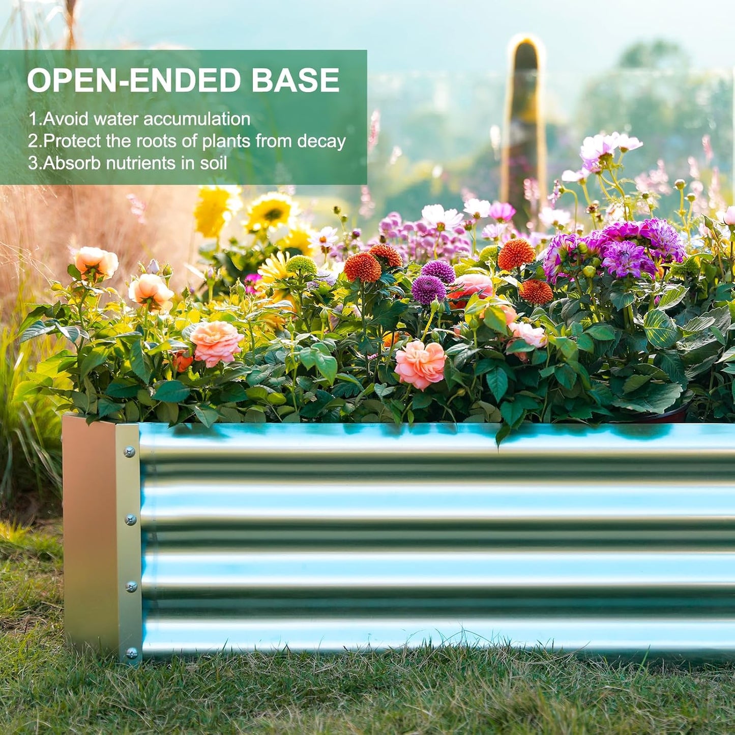 Land Guard 2 Pack 8×4×1ft Galvanized Metal Raised Garden Bed, Metal Planter Kit Box Outdoor for Deep-Rooted Vegetables, Flowers, Green and Herbs…