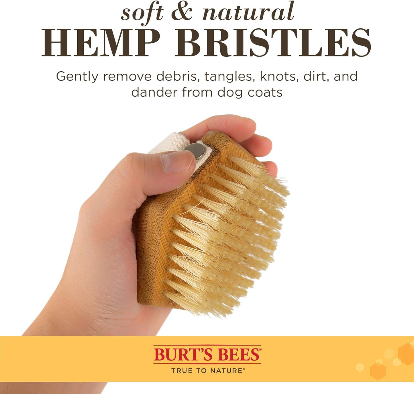 Burt's Bees for Pets Palm Brush with Hemp Bristles | Best Ergonomic Dog Brush To Groom Large Dogs | Easy to Hold Dog Brush Handle Reduces Stress On Your Wrist | Ideal for Daily Grooming, 24 Pack