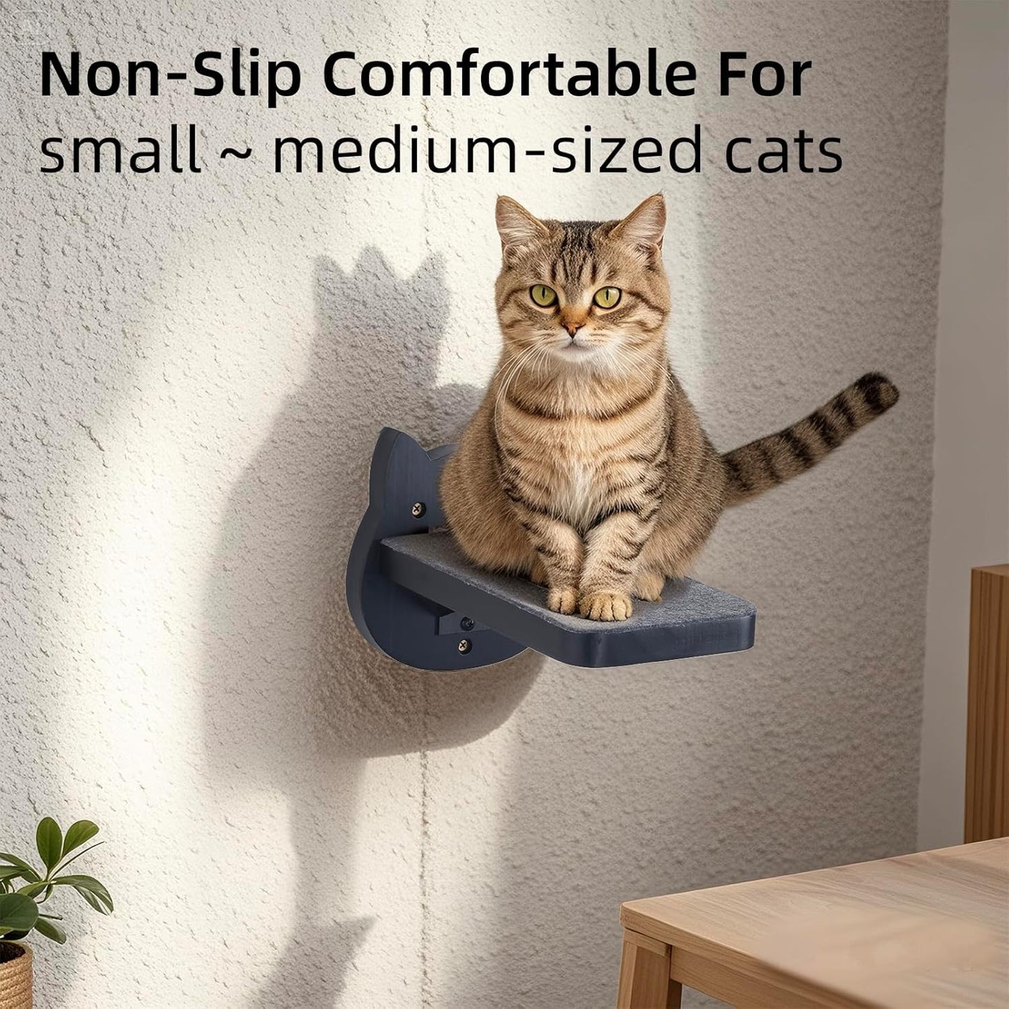 ESPETS Black Painted Solid Wood Cat Wall Climbing Steps Set of 3 - Wall Mounted Cat Floating Furniture Shelves and Perches, Sturdy Climber Stairs Ladders - Holds up 30lbs