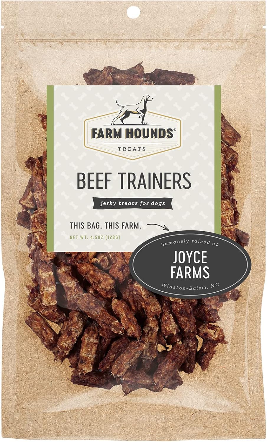 Farm Hounds - Beef Trainers - Premium Natural Beef Jerky for Dogs - Made from 100% Humanely Raised Cattle - Easy-Break - Great for Training & Treats - No Added Fillers - Made in USA - 4.5 oz - 1 Pack