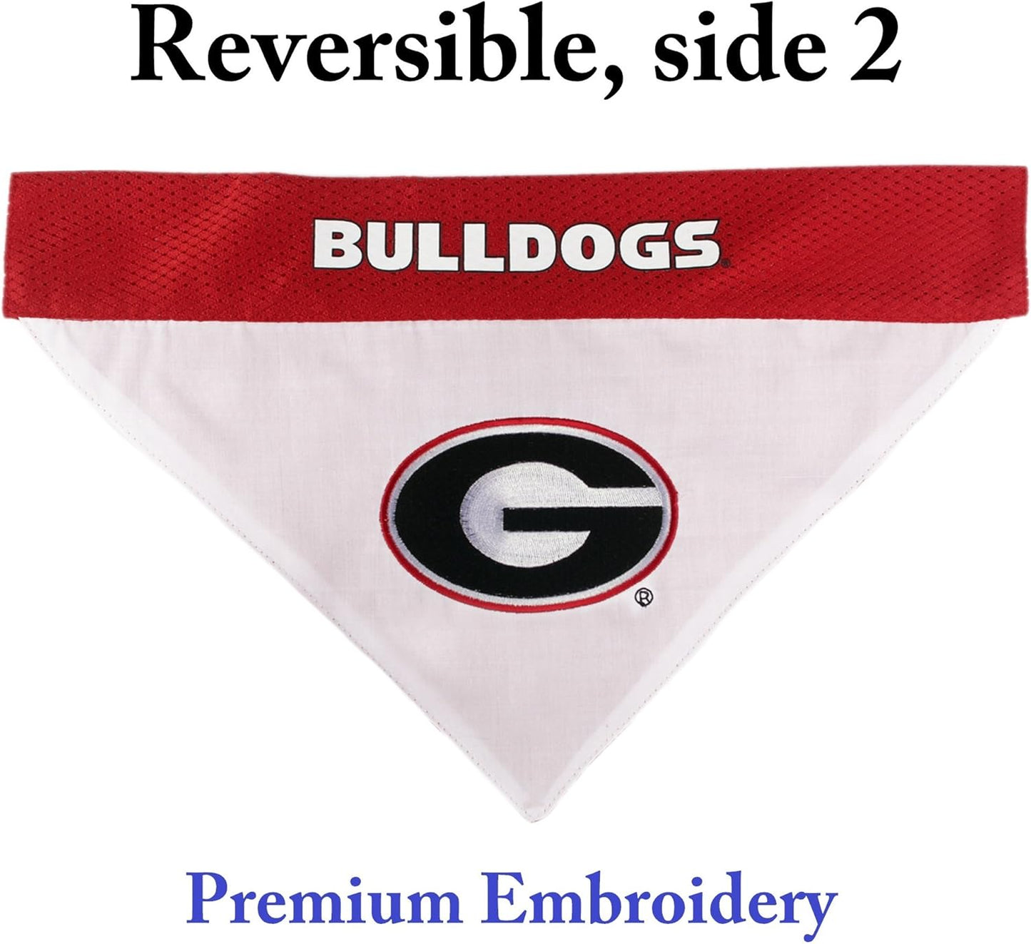 Pets First Collegiate Pet Accessories, Reversible Bandana, Georgia Bulldogs, Small/Medium