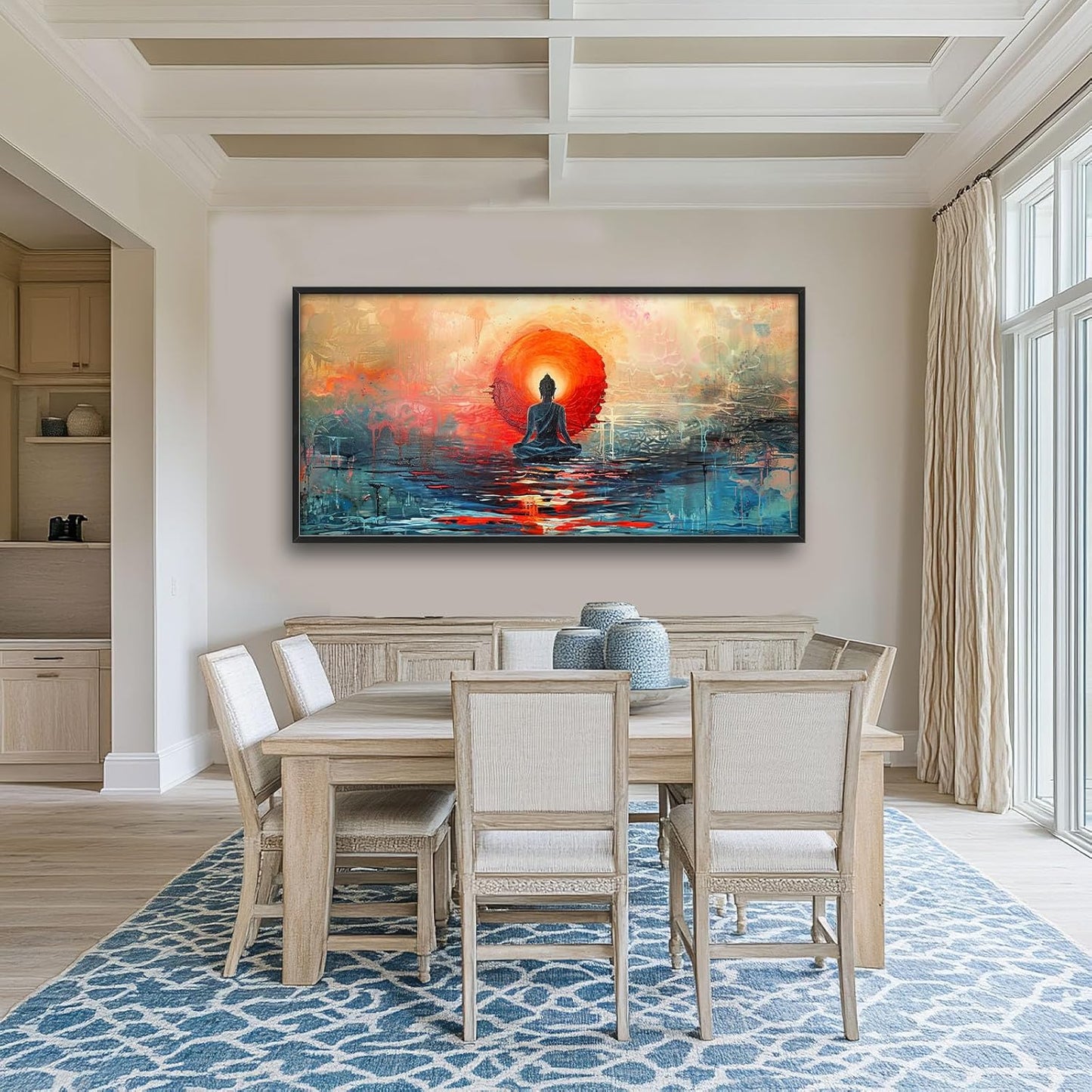 Quorin Buddha Large Wall Art Abstract Zen Pictures Spiritual Meditation Wall Decor Yoga Spa Canvas Print Painting Artwork for Bathroom Living Room Bedroom 60L x 30W