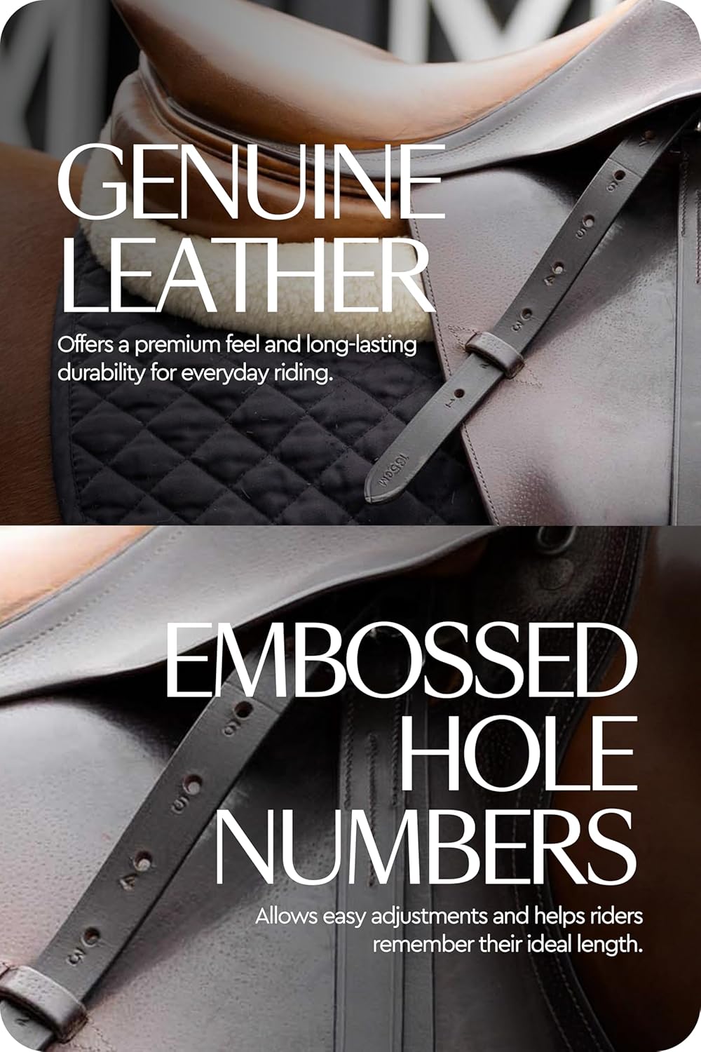 HORZE Genuine Leather English Riding Stirrup Leathers Pair | Adult Sizes