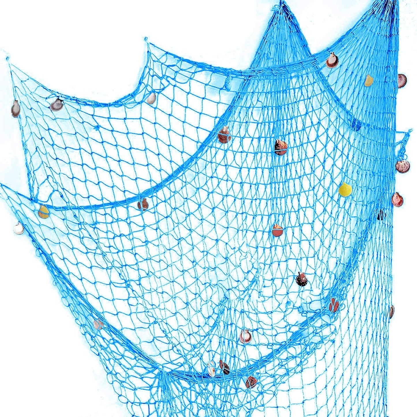 Nature Fish Net Wall Decoration with Shells, Ocean Themed Wall Hangings Fishing Net Party Decor for Pirate Party,Wedding,Photographing Decoration
