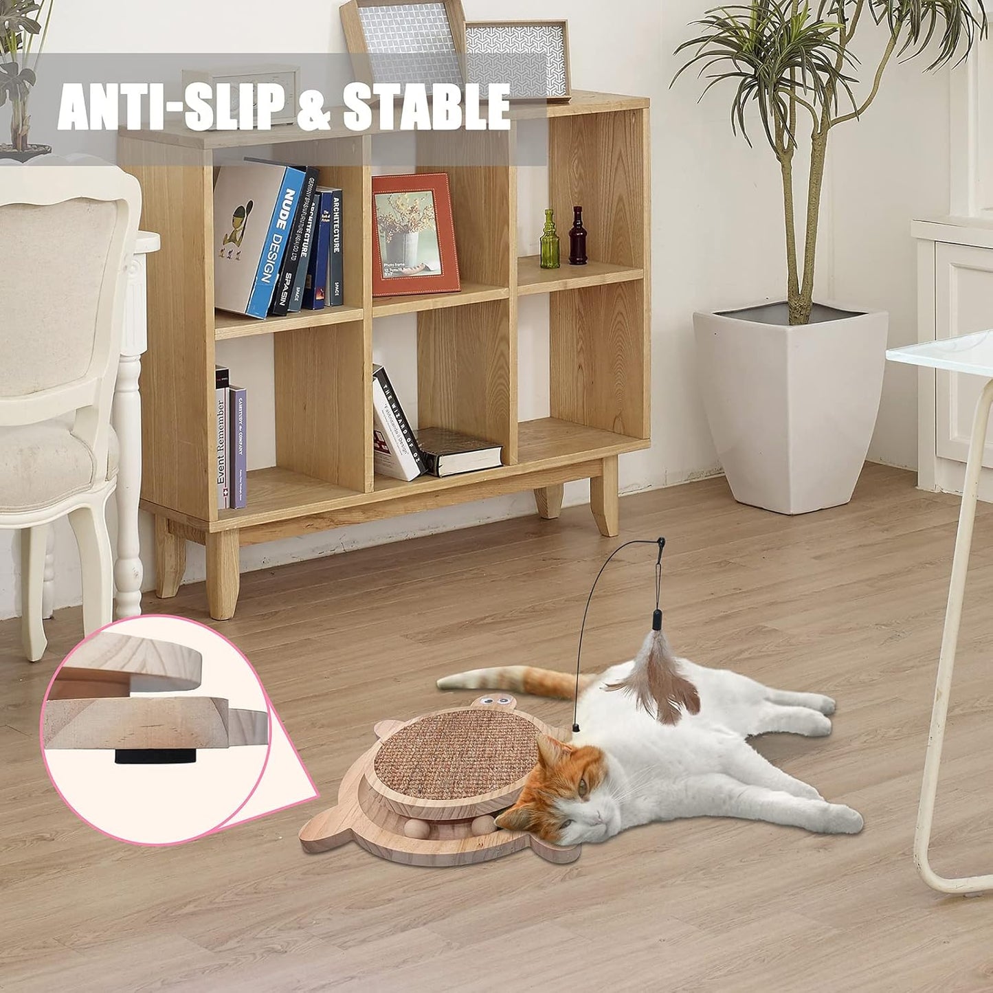 Petest Interactive Cat Toy Cat Scratch Toy Natural Sisal Scratcher with Catnip Balls, Cat Scratch Pad, Turtle Design