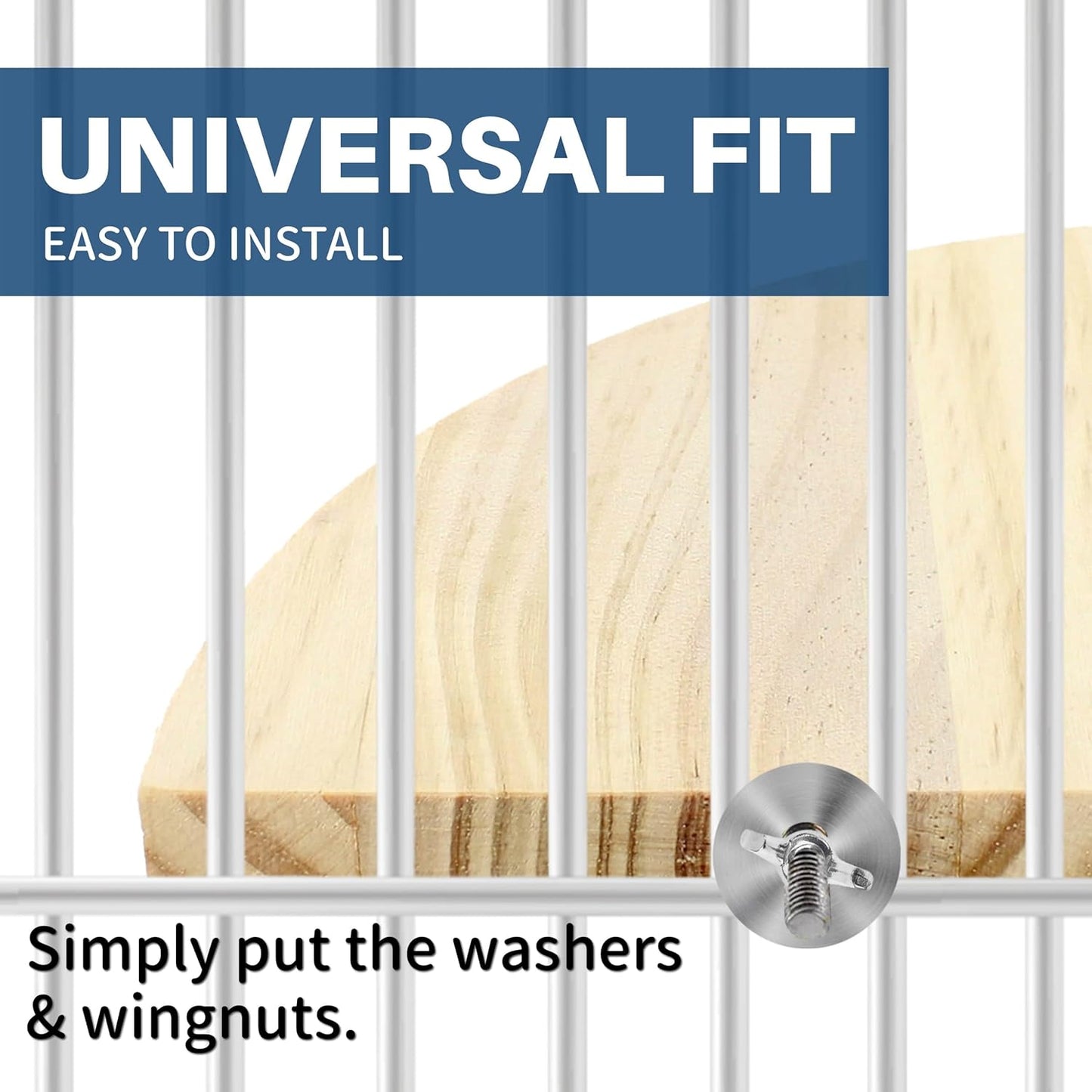 Bird Perch Corner Stand for Bird Cage Corner Platform Wood Bird Perches Corner Shelf Rest for Birds Parrots Cockatiels and Other Animal Pet Cages (Wood, Flat - Large)