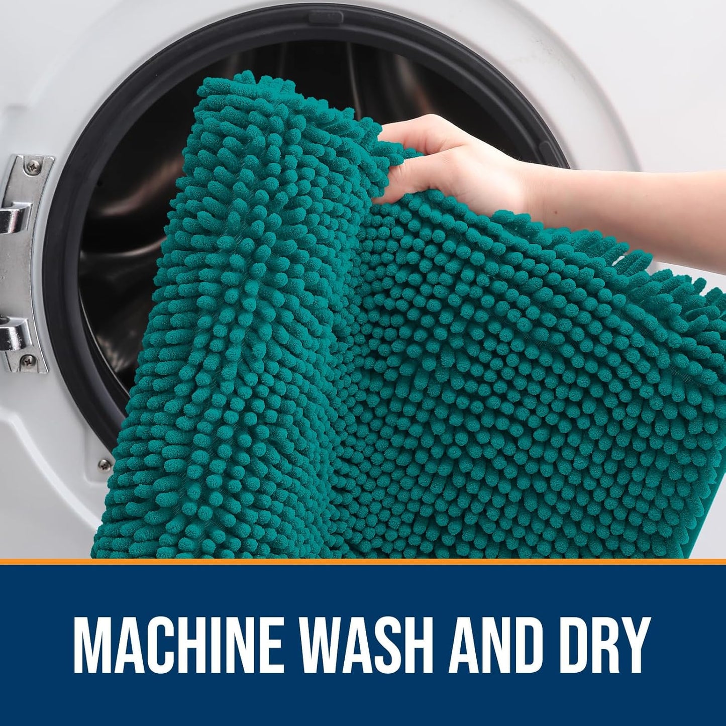 OLANLY Dog Door Mat for Muddy Paws 36x24, Absorbs Moisture and Dirt, Absorbent Non-Slip Washable Doormat, Quick Dry Chenille Mud Mat for Dogs, Entry Indoor Entryway Carpet for Inside Floor, Lake Blue