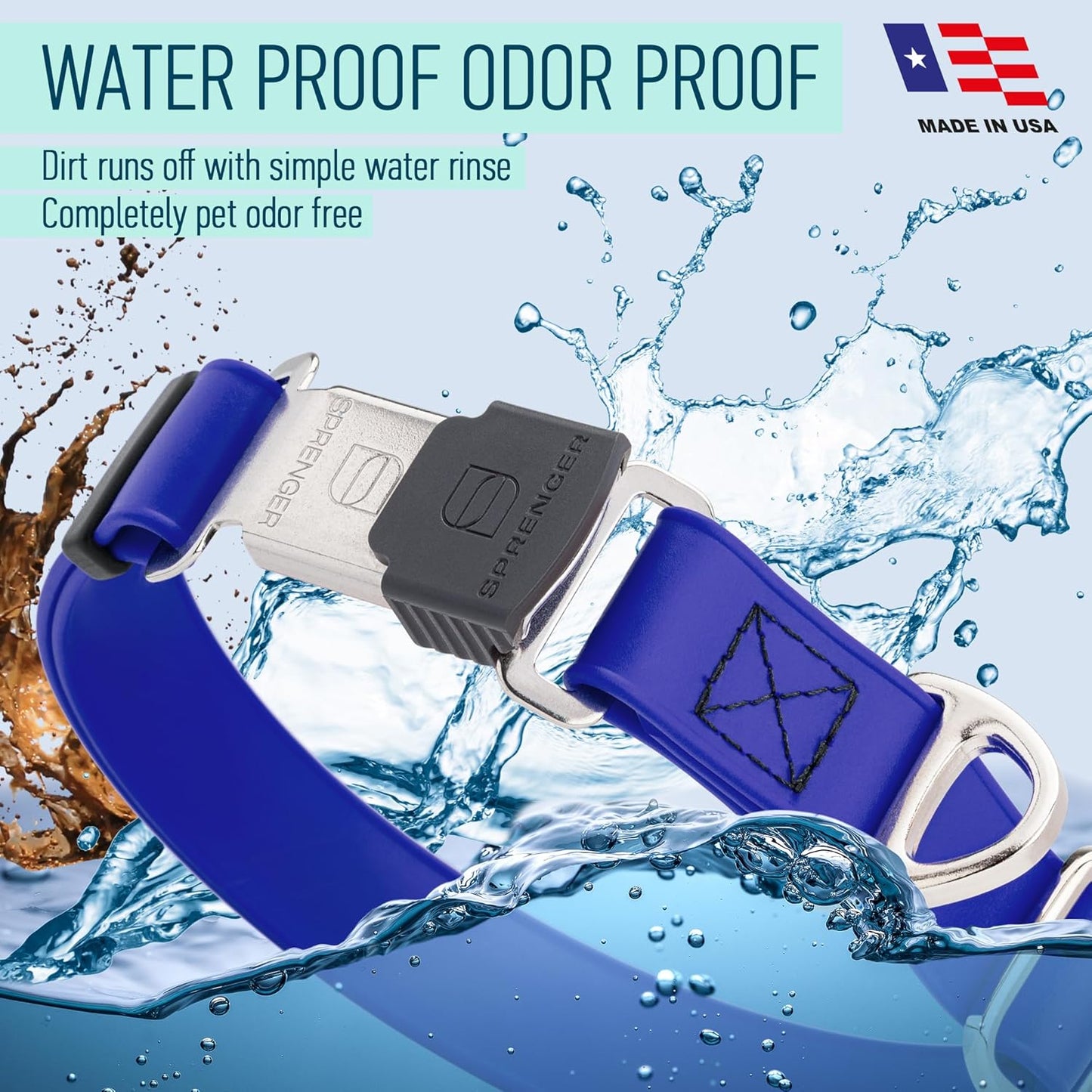 Dogline Biothane Waterproof Dog Collar with Herm Sprenger Stainless Steel Quick Release Buckle – Heavy Duty Tactical Durable Collar for Dogs – Comfortable and Safe Pet Collar W 3/4" L 12-19" Blueberry