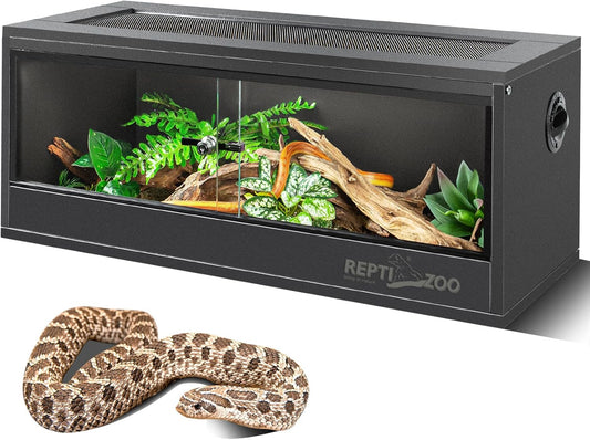 REPTI ZOO 20 Gallon PVC Reptile Tank, 30x12x12 inch Reptile Terrarium for Crested Gecko Frog Lizard Snake Turtle Hermit Crab, Leopard Gecko Enclosure with Sliding Door & Screen Ventilation