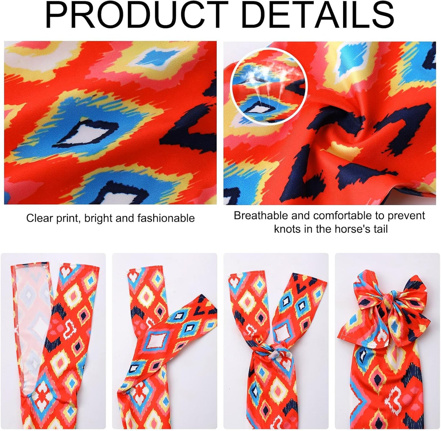 4 Pcs Horse Tail Bag Stretchy 22" Breathable with 2 Strands to Keep Clean and Protected Grooming Supplies