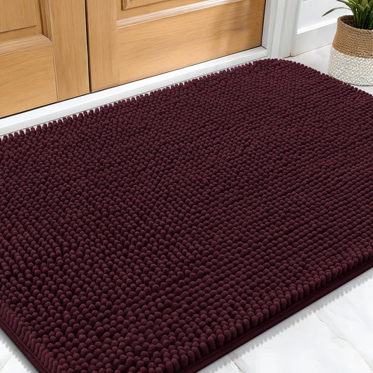 OLANLY Dog Door Mat for Muddy Paws 30x20, Absorbs Moisture and Dirt, Absorbent Non-Slip Washable Doormat, Quick Dry Chenille Mud Mat for Dogs, Entry Indoor Entryway Carpet for Inside Floor, Russet
