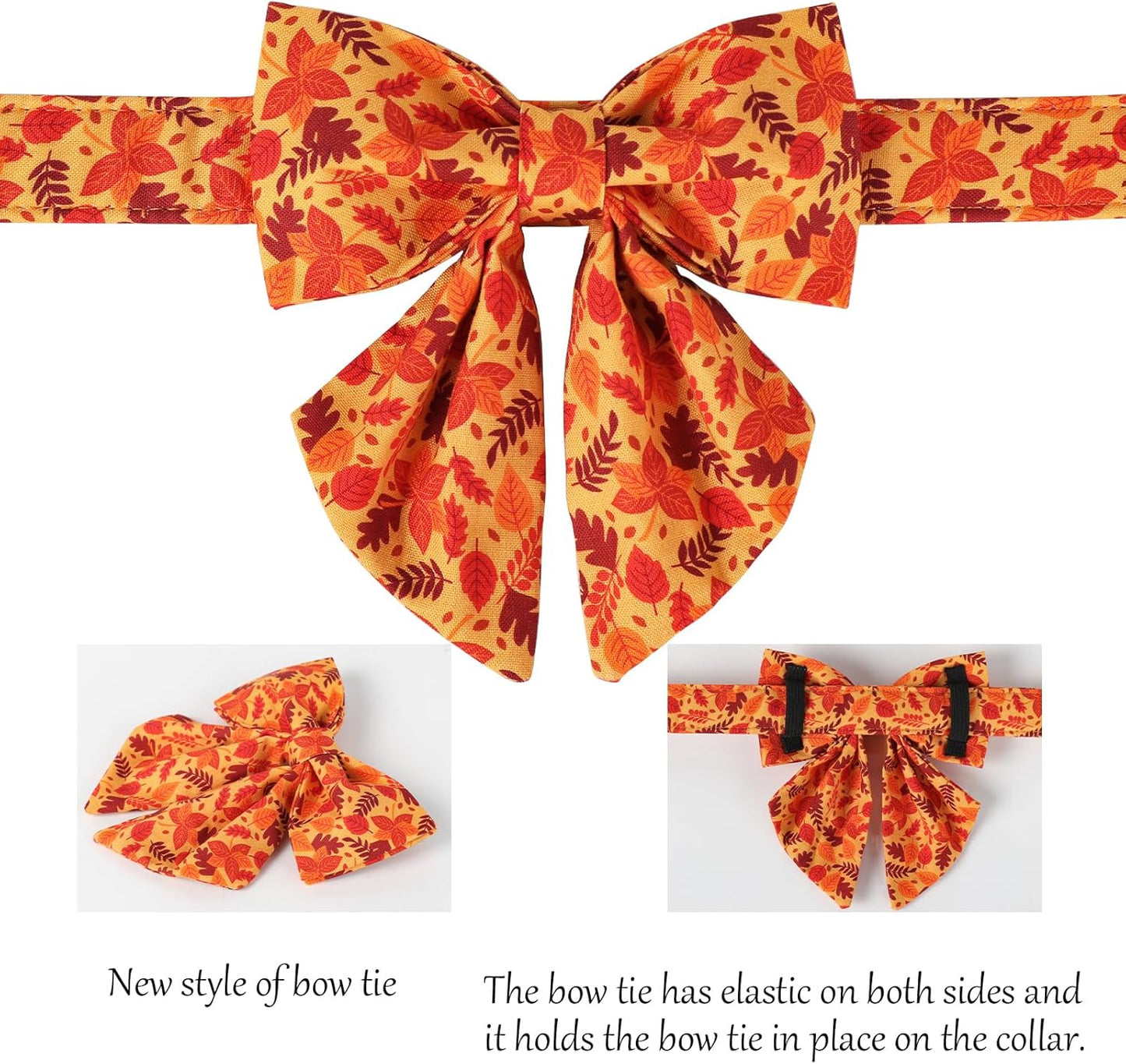 Lionet Paws Dog Collar with Bowtie - Cute Cotton Adjustable Fall Bowtie Dog Collar with Metal Buckle for Small Medium Large Dog Girl Boy Gift, XS, Neck 8-12in