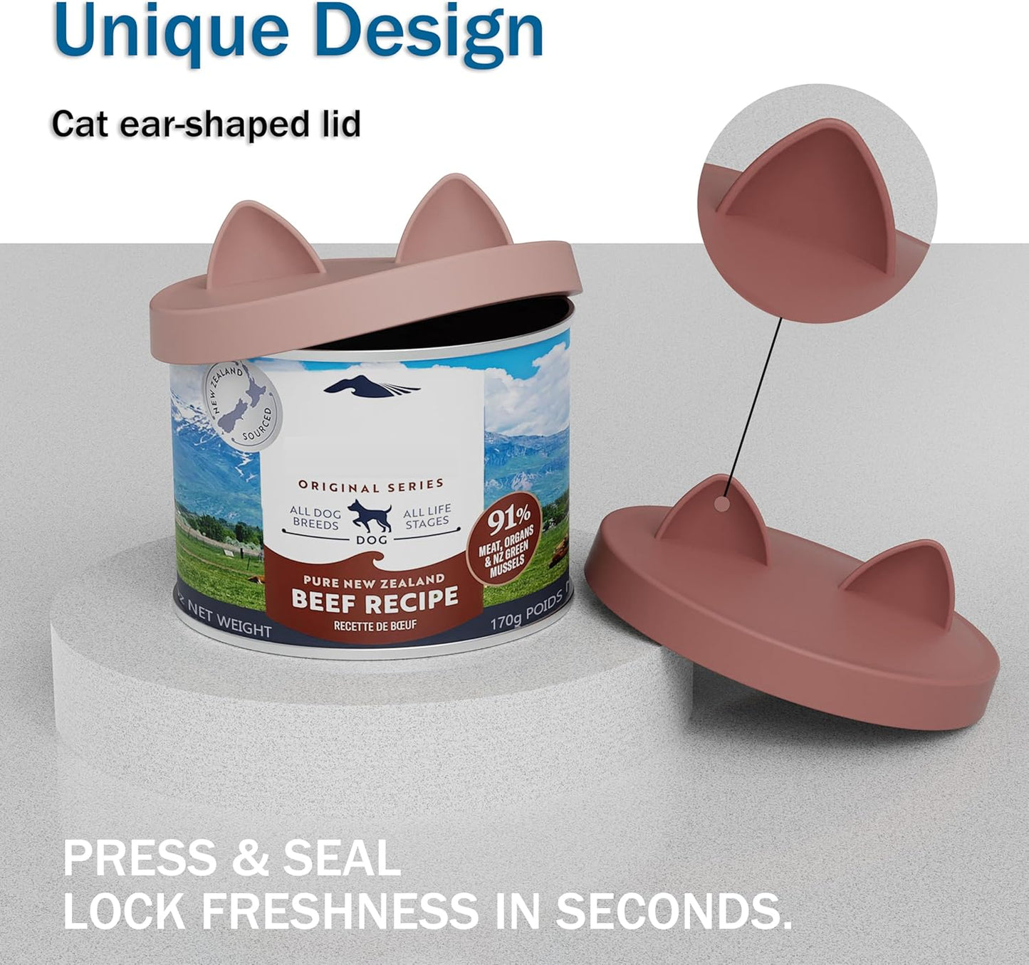 OHMO 2 Pack Pet Food Can Lids, (12.5-14oz) BPA Free Silicone Covers for Cat and Dog Food Cans, Mars&Coral