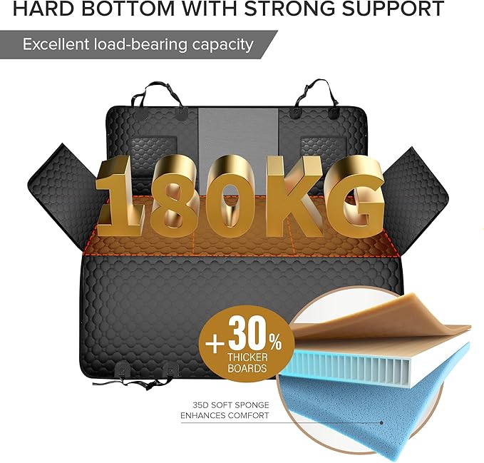 XL Truck Back Seat Extender for Dogs, PU Leather Hard Bottom Car Seat Cover for Dogs,Heavy Duty Dog Car Seat Cover for Back Seat, Waterproof Dog Hammock for Truck, F150, Ram1500 and Large SUV