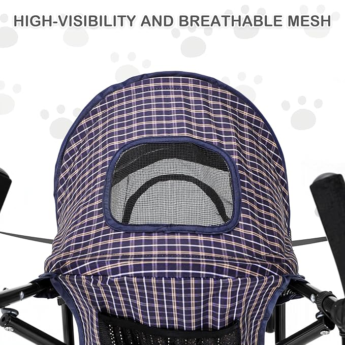 MoNiBloom 4 Wheels Pet Stroller, Easy-Fold Umbrella Shaped Dog Cat Jogger Stroller w/Storage Bag & Visible Mesh for Small/Medium Dogs Cats Plaid