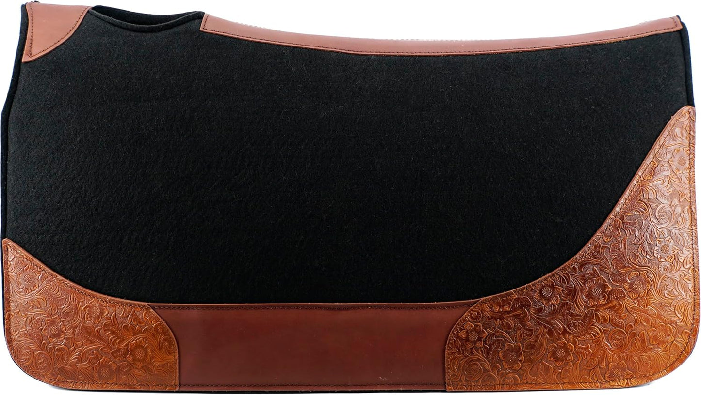 Jeereal 32"x34" Western Horse Saddle Pad,100% Wool Blend Felt 3/4" Thick (Black)