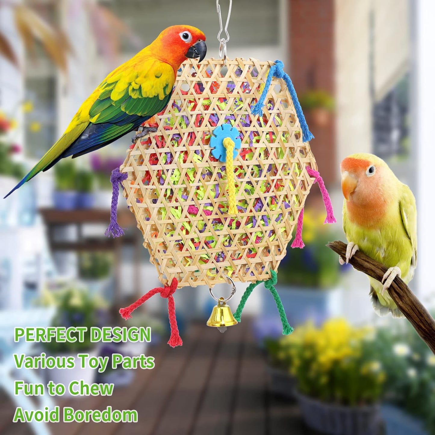Bird Parrot Toys，2 Pack Bird Hanging Foraging Shredder Toys for Small Medium Small Bird Conure Cockatiel Parrotlet Lovebird Budgie