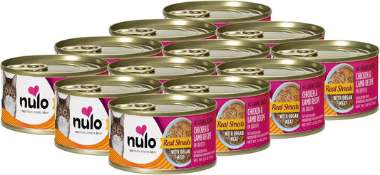 Nulo Real Shreds with Organ Meat Wet Canned Cat Food, Chicken & Lamb, 2.8 Ounce, 12 Cans