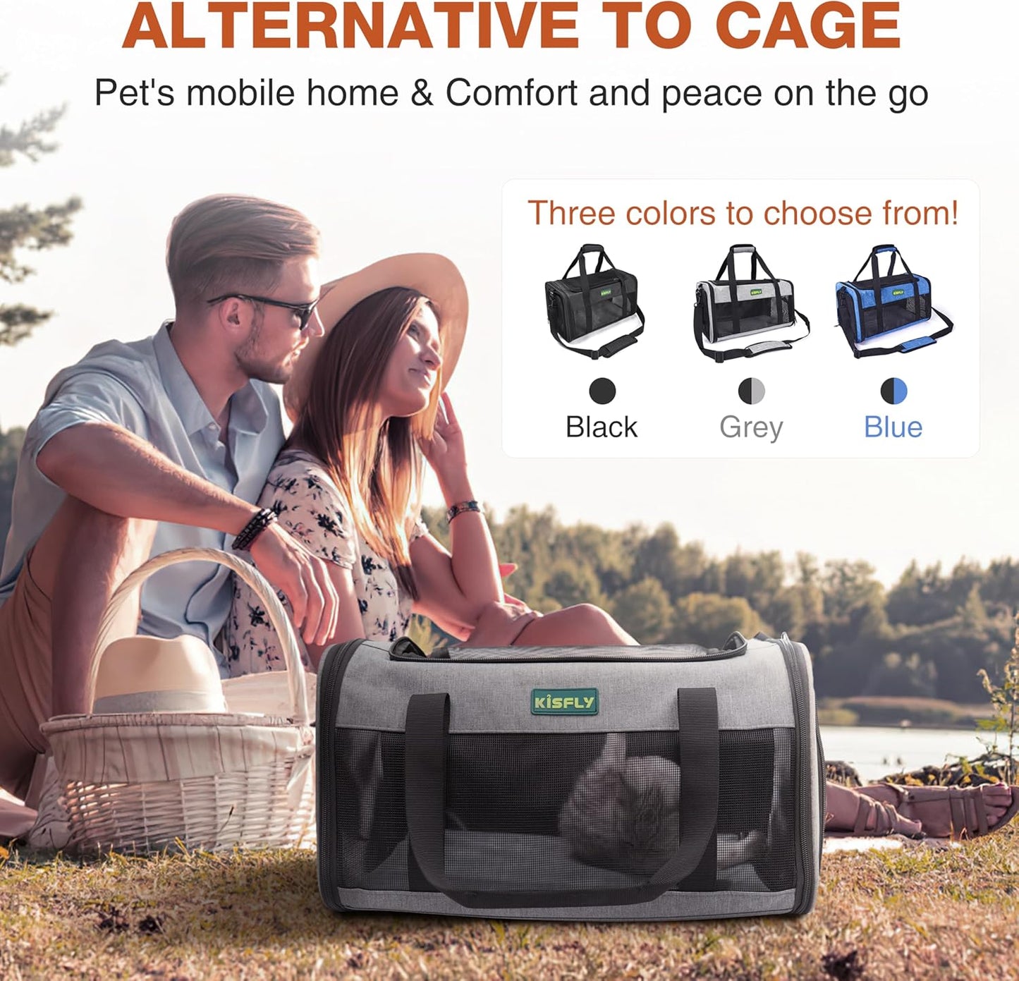 TSA Approved Pet Carrier in Cabin – Portable Travel Bag with Litter Box for Cats, Small Dogs, Kittens, Puppies & Rabbits (17"x11"x9.5"), for Pets up to 12 lbs, Gray