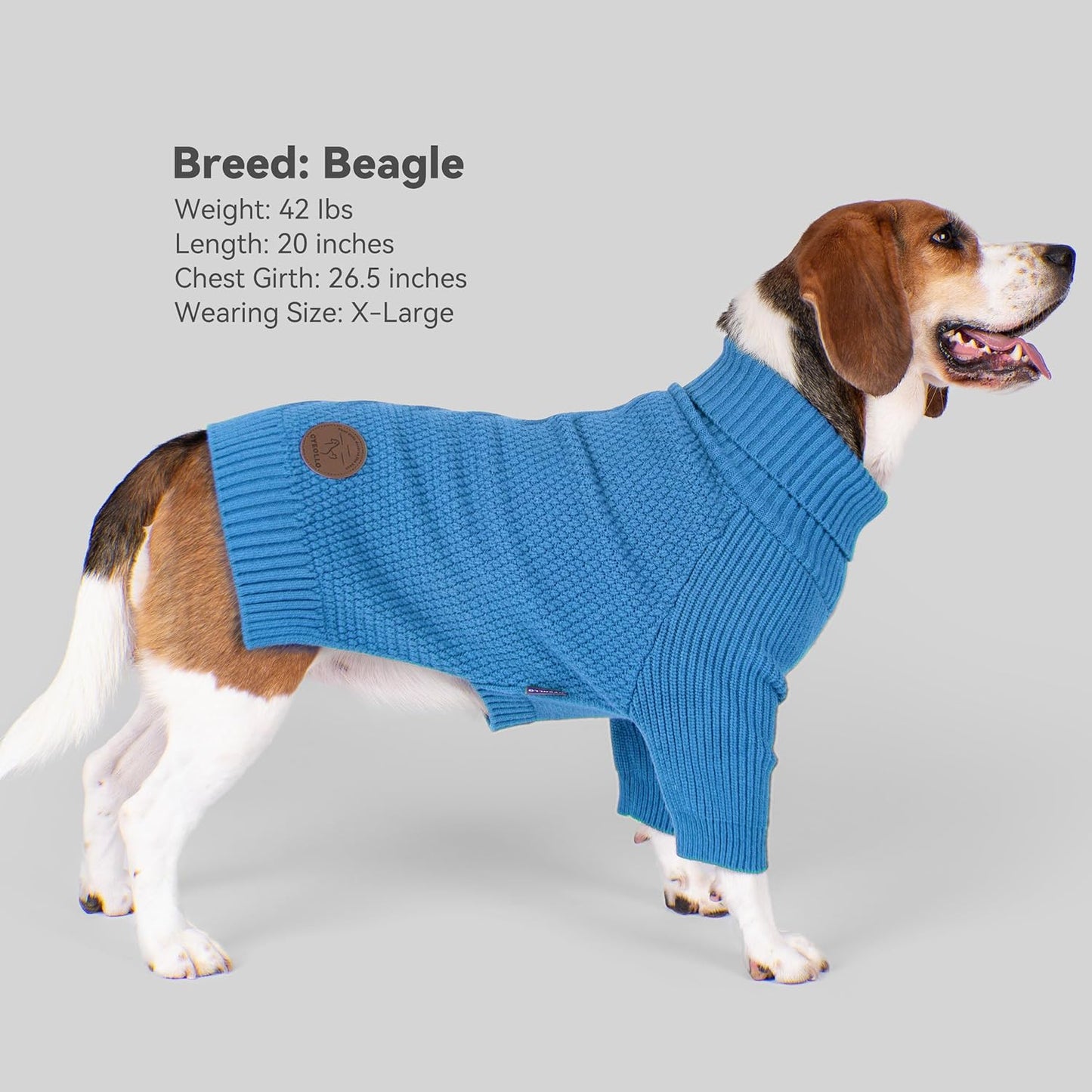 cyeollo 3XL Dog Sweaters for Large Dogs Boy, Stretchable & Cozy Warm Knit Doggy Sweater with Sleeves Turtleneck Fall Winter Cold Weather Big Dog Clothes Like Doberman Labrador, Blue XXXL