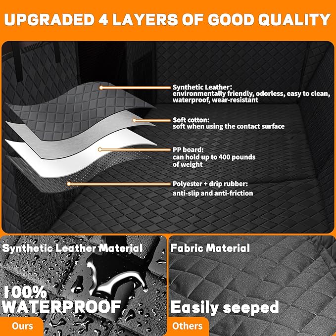 Back Seat Extender for Dogs,Waterproof Dog Car Seat Cover Protector with Mesh Window,Large Space Hammock for Car SUV Truck Dog Travel