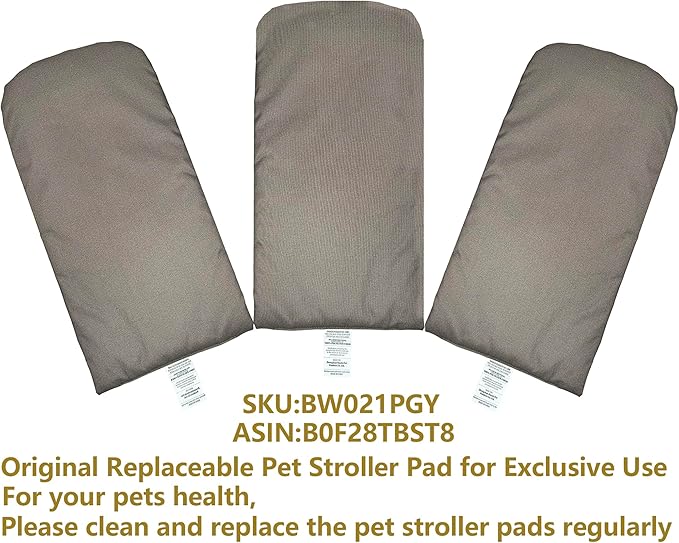 ROODO Pet Stroller Inner Pad for Exclusive Use,Original,Replaceable,Easy to Clean,Set of 3 pc(Cationic ash)