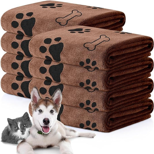 Chumia 8 Pcs Dog Towels for Drying Dogs Cats Pet Towels Bulk Puppy Microfiber Quick Drying Paw Bath Bathing Supplies Absorbent for Medium Pets(Coffee,40 x 24 Inch)