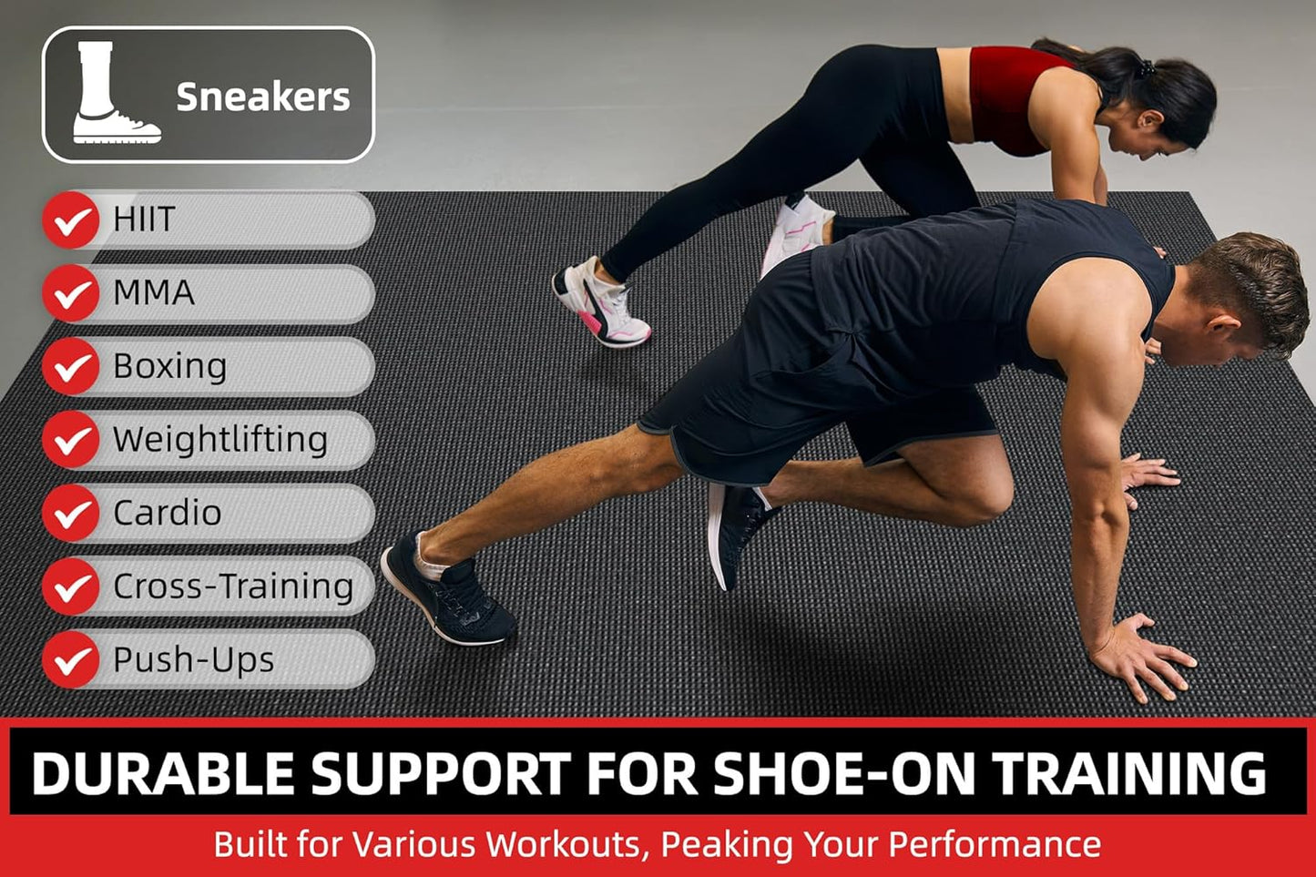 Extra Large Exercise Mat, 10'x6'/9'x6'/8'x6'/7'x5'/6'x4' (8mm/10mm) Thick Workout Mat for Home Gym Flooring, Garage, Shoe-Friendly, High-Density, MMA, HIIT, Weight Lifting, Cardio&Strength