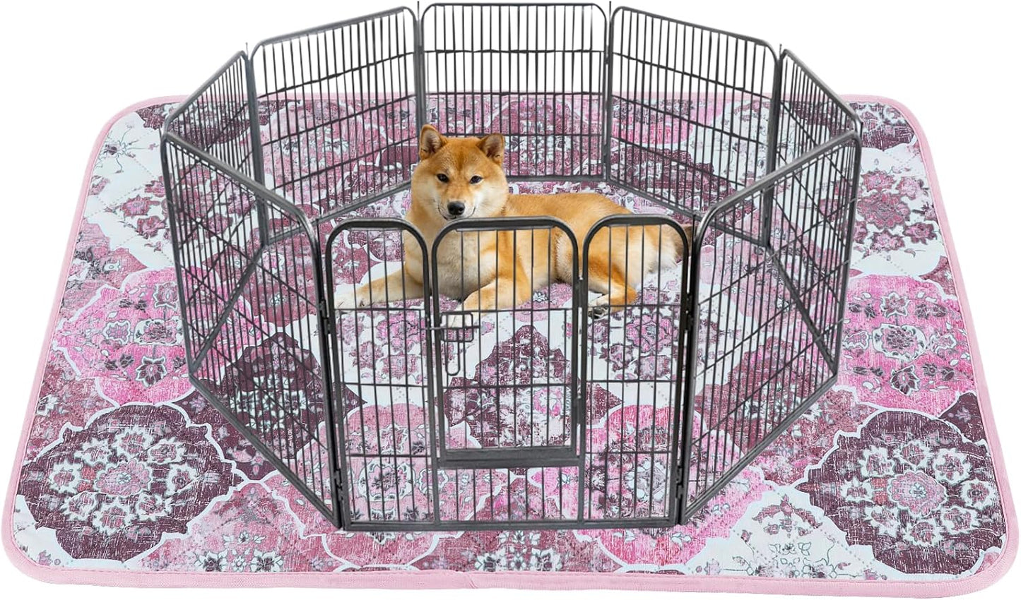 IEUUMLER Washable Pee Pads for Dogs, 1 Pack Reusable Pee Pads for Dogs Non-Slip Grip, Super Absorbent Waterproof Puppy Pads for Potty Training, Playpen, Crate, Whelping Box EU011 Pink, 48x48