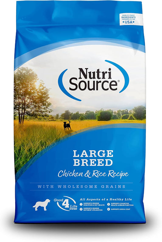 NutriSource Adult Dog Food, Made with Chicken and Rice, Large Breed, with Wholesome Grains, 30LB, Dry Dog Food