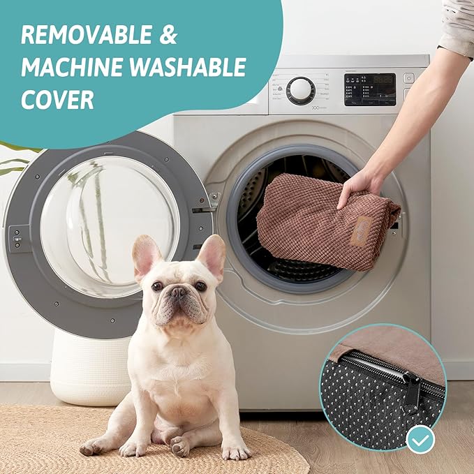 Wide Dog Stairs with Tunnel, Foam Detachable Large Dog Step for Small Pet, Puppy or Cats, Medium Pet Ramp for High Bed, Couch, Sofa or Car, 19.7x33x22.4 inch, 5 Step, Brown