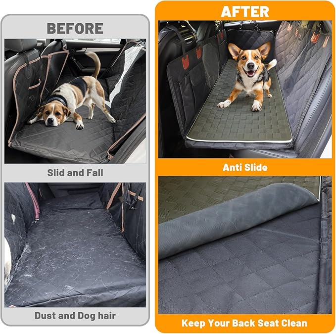 Non-Slip Pet Bed Mat for Back Seat Extender, Hair Resistant Dog Blanket for Hard Bottom Dog Car Seat Cover, Anti Slip Pet Linner Backseat Cover Graphite/M