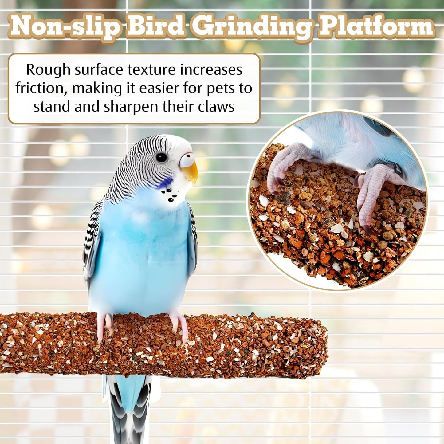 PINVNBY 2 PCS Natural Bird Perches Bird Grinding Stick Calcium Mineral Parrot Perch Stand Foot Claws Trimmer Chew Toy Bird Cage Accessories for Small Medium Budgie Cockatiel Conure Lovebird