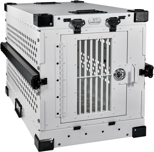 Heavy Duty Fully Collapsible Powder-Coated Aluminum Dog Crate - Small (White)