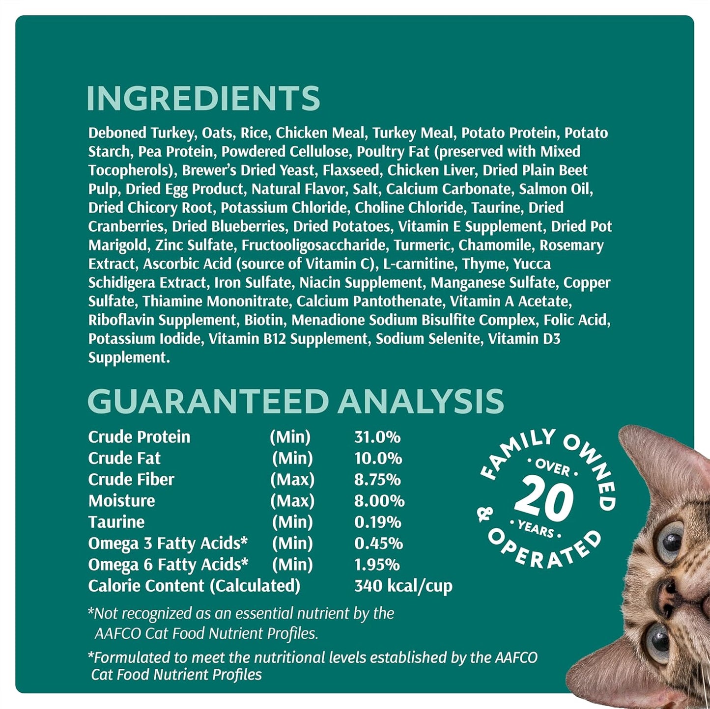 Optimeal Weight Control Dry Cat Food Recipe with Metabolism Support for Healthy Digestion, Premium Nutrition Made with Natural Ingredients for Adult Cats Maintenance (3.3 lbs, Turkey & Oatmeal)