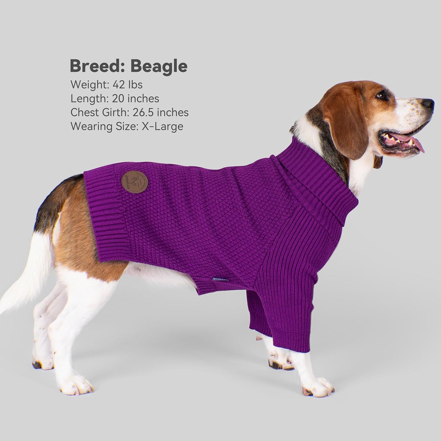 cyeollo 4XL Dog Sweater,Pullover Turtleneck for Large Dogs Classic Knitwear Fall Winter Cold Weather Dog Clothes Warm Pet Apparel Large Big Dogs Sweaters Male, Purple XXXXL