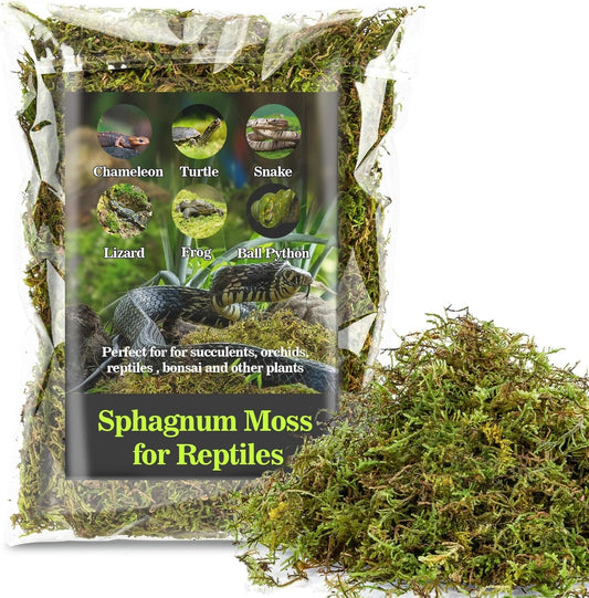 Sukh Sphagnum Moss for Reptiles -Terrarium Moss for Reptiles Peat Moss for Reptiles Habitat Bedding Moss for Snakes Turtle Frog Gecko and Other Reptiles Substrate (11.2, Ounces)