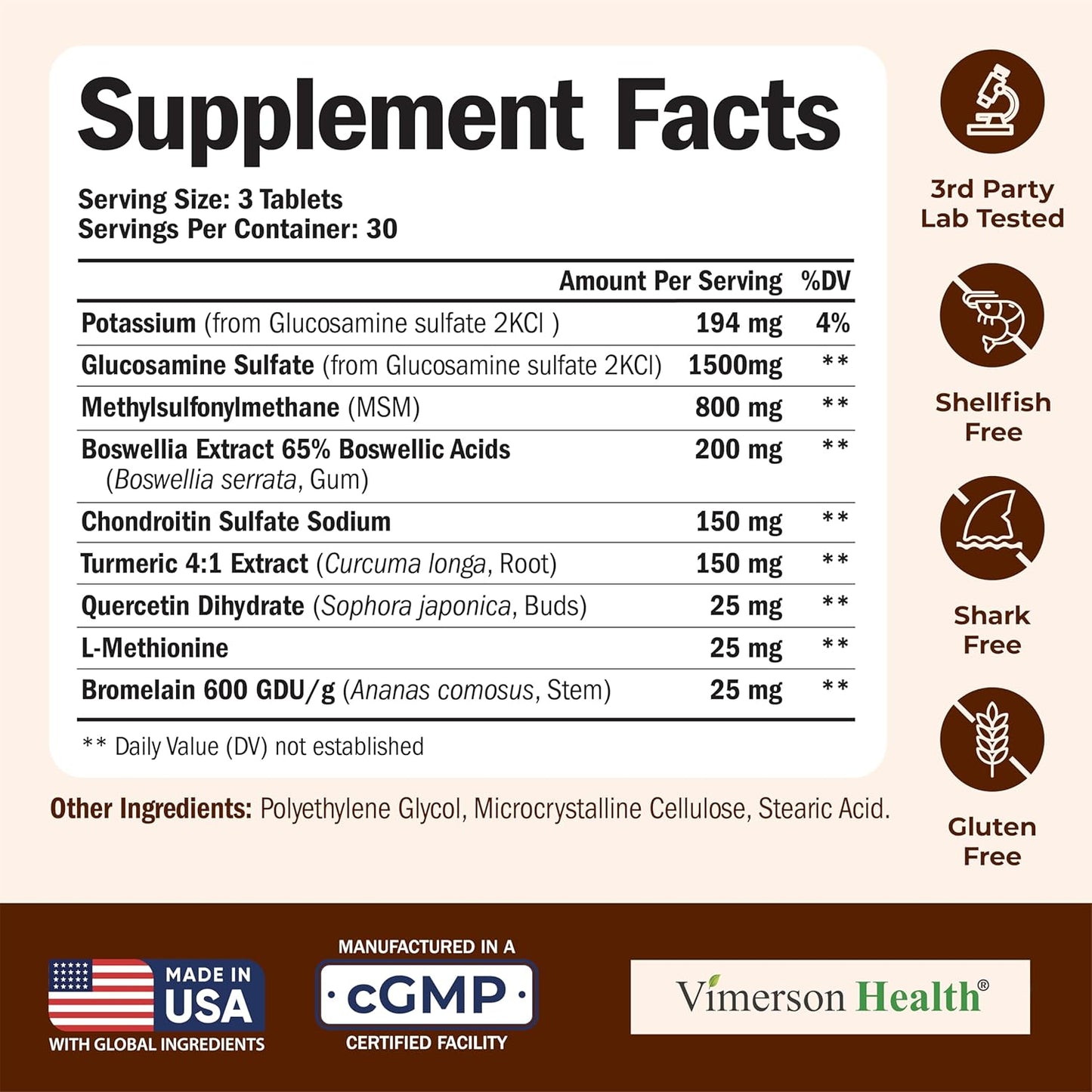Glucosamine Chondroitin MSM – Joint Support Supplement for Women and Men with Glucosamine Sulfate 1500 mg, Chondroitin and MSM – for Cartilage, Joint Health and Flexibility – 90 Tablets