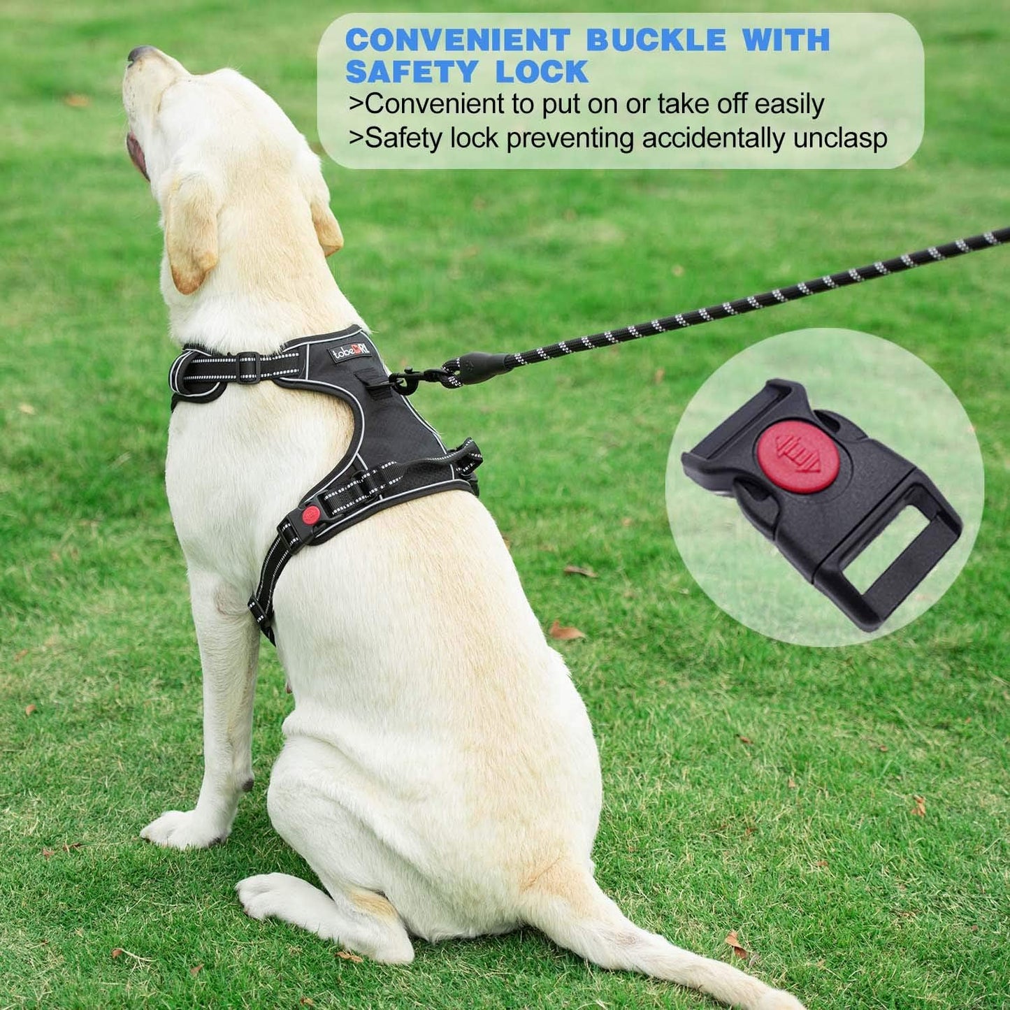No Pull Dog Harness Adjustable Reflective Oxford Easy Control Medium Large Harness with A Free Heavy Duty 5ft Leash