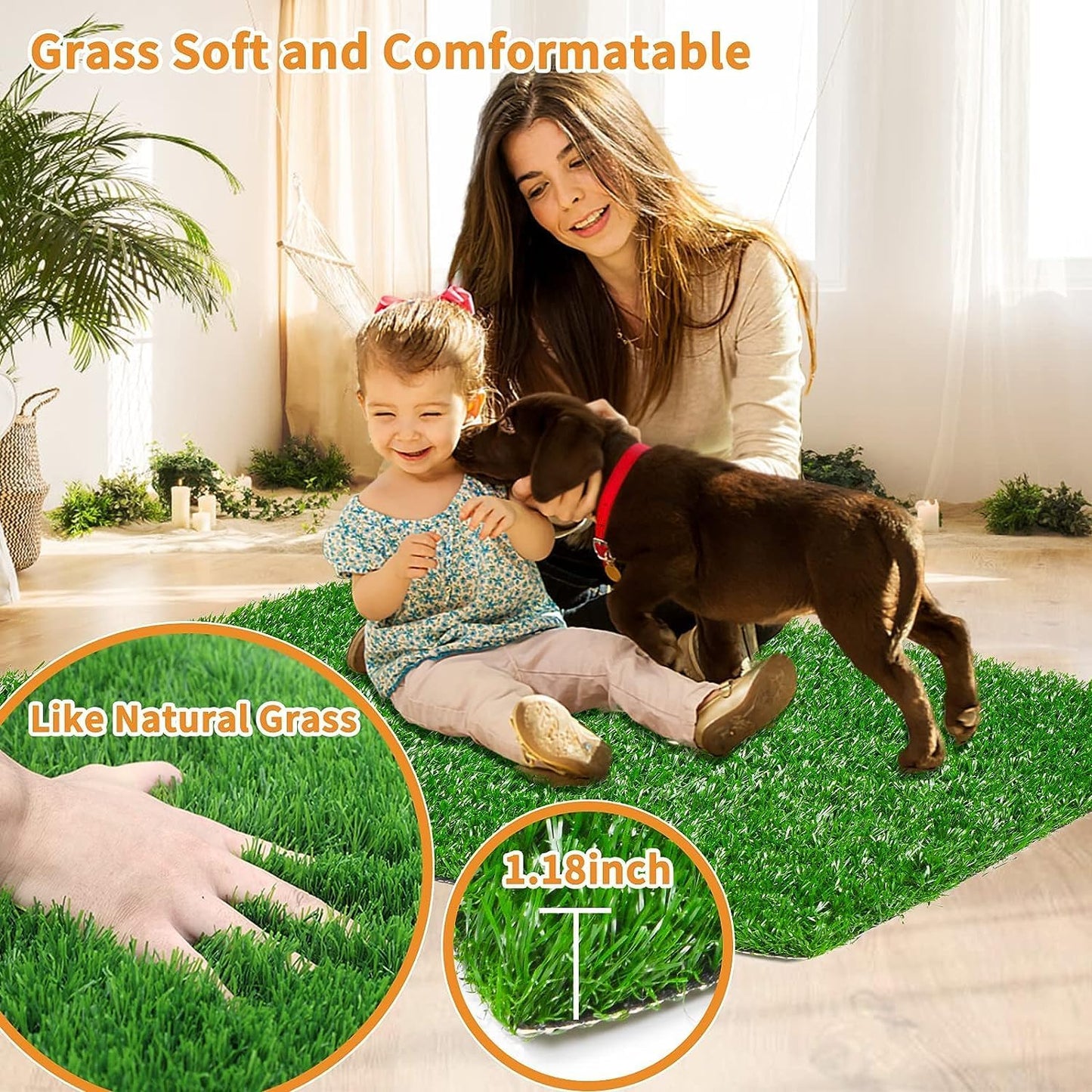 LOOBANI Dog Grass Pee Pads, Artificial Dog Grass Pads for Potty Tray, Fake Grass for Dogs to Pee On, Outdoor Indoor Pee Grass for Dog Potty (18*28 inch)