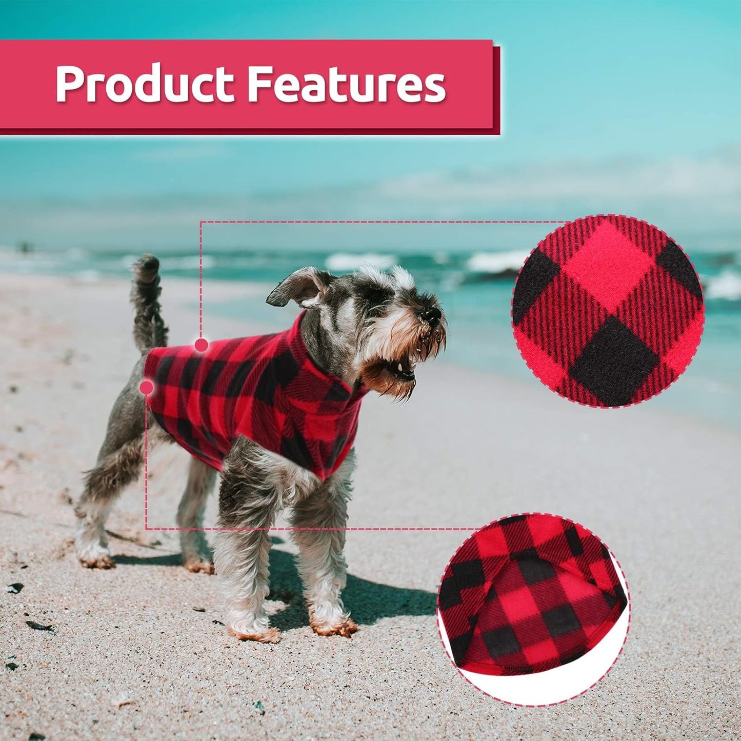 ASERU Dog Sweater 3 Pack - Plaid Dog Fleece Vest - Soft Pet Pajamas, Warm Winter Coats for Small & Medium Dogs