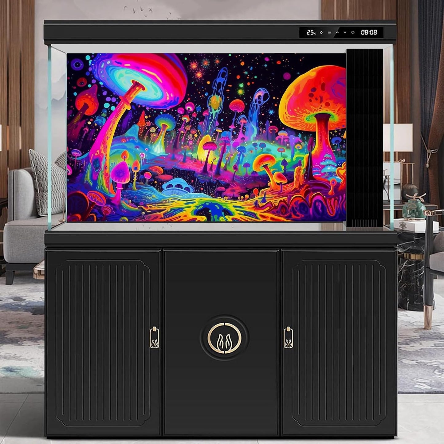 Fantasy Mushrooms Aquarium Background Abstract Mysterious Mushroom Landscape Terrarium Background Amazing Rainbow Mushrooms Theme Fish Tank Backdrop Poster Wallpaper Decorations Vinyl 30x18in