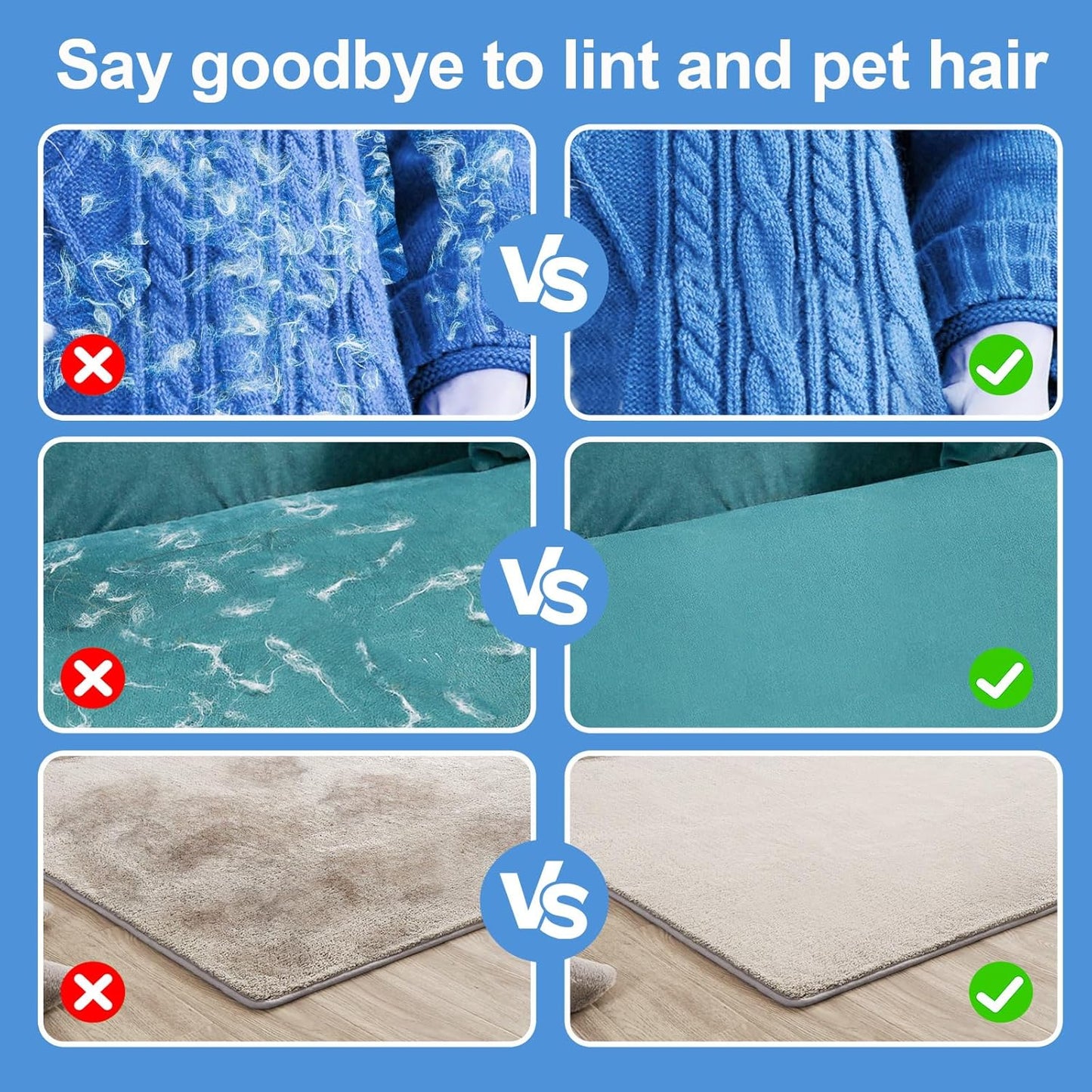 2Pcs Pet Hair Removal Glove for Cats & Dogs, 2025 Newly Upgraded Five-Finger Electrostatic Pet Hair Gloves, Reusable Pet Hair Remover Tool for Couch, Clothing, Car Seat,Carpet