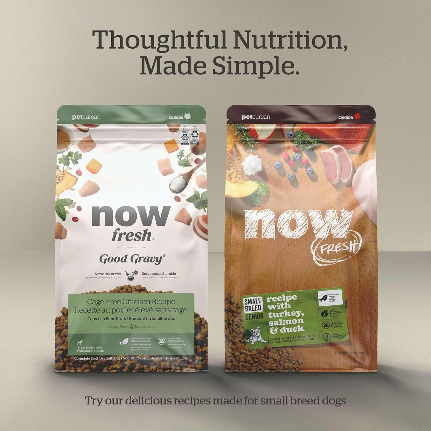 Now Fresh Grain-Free Small Breed Dry Dog Food with Turkey, Salmon & Duck, Healthy Kibble for Adults Made with Real Meat & Fish, Chicken-Free Recipe, Pumpkin & Probiotics for Good Digestion, 22 lb Bag