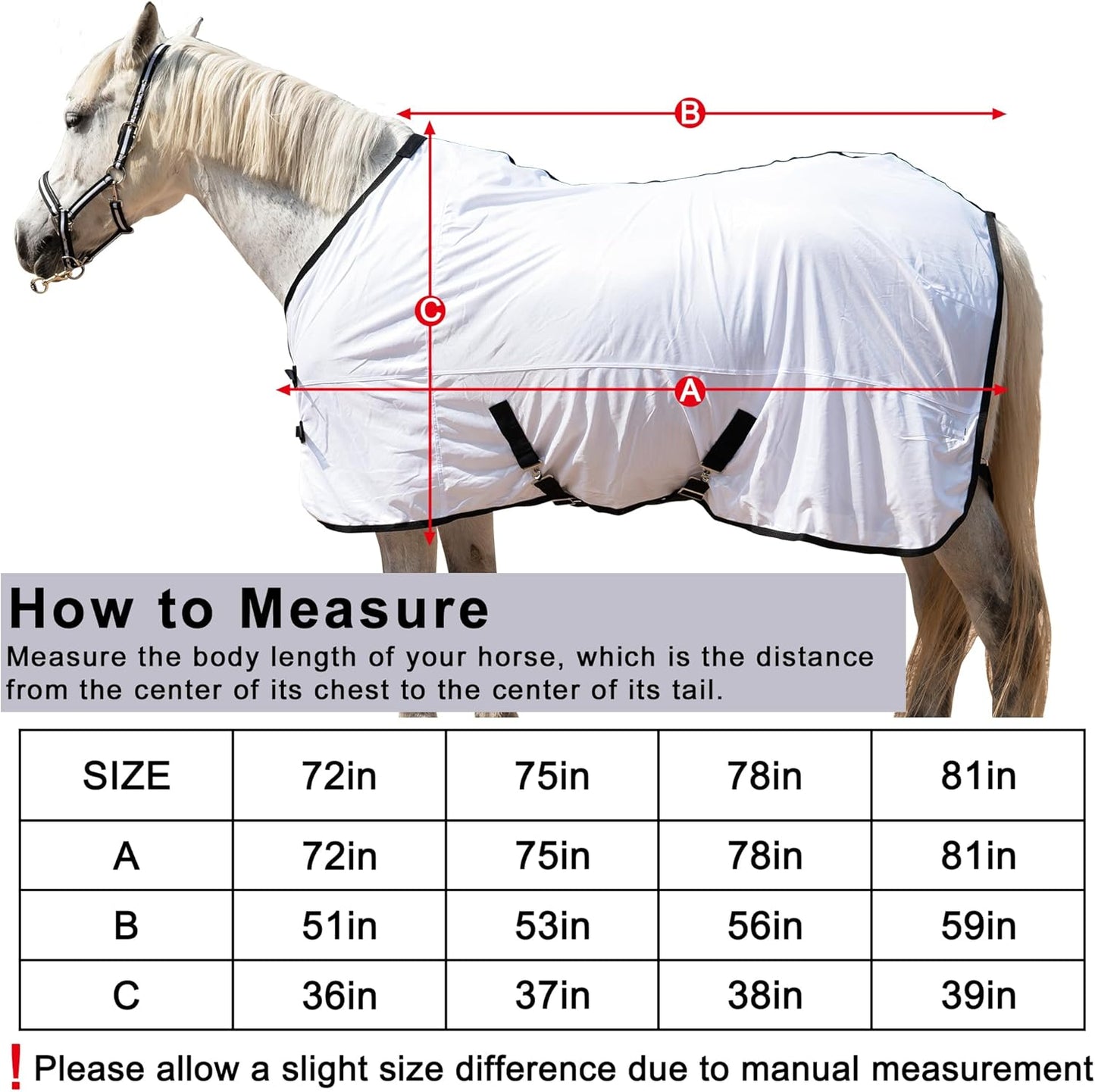 Horse Fly Sheet Equine Summer Sheets, Comfy Mesh Bug and Mosquito Protection Standard Neck - White 81"